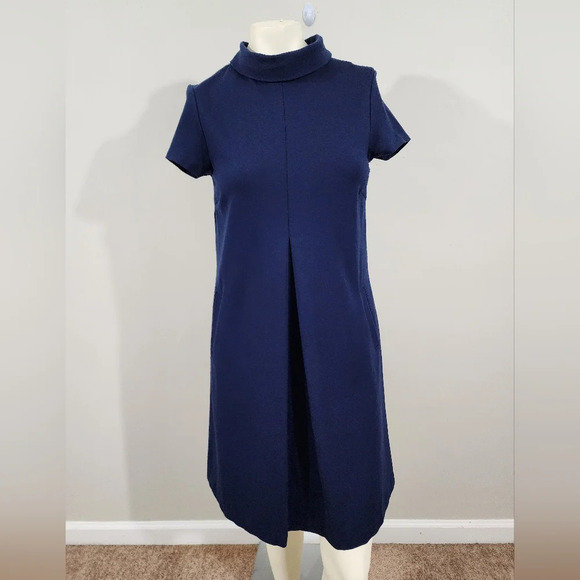 J.McLaughlin navy Leila Swing Dress in Navy Womens XS mock neck mod - Picture 2 of 12